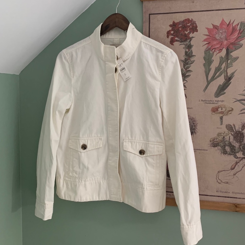 NWT LOFT Ivory Button Down Jacket